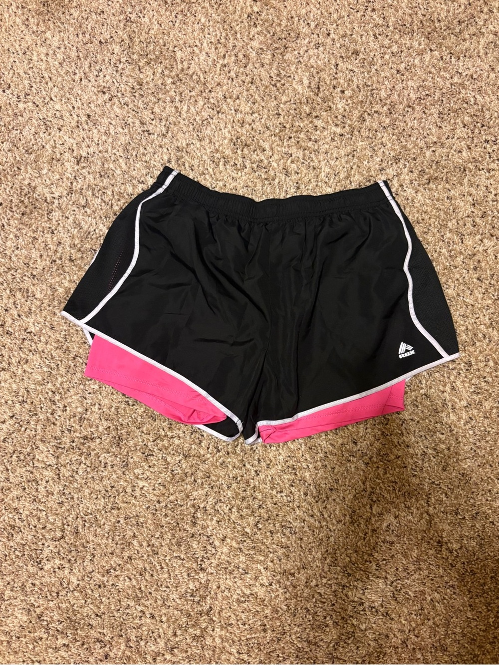 RBX Women's Black & Pink Athletic Two-in-One Athletic Shorts